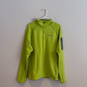 Marmot Polartec Fleece Half Zip Pullover Lime Green Men’s Large Arm Pocket